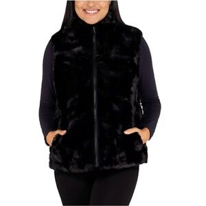 Womens Faux Fur Reversible Puffer Vest